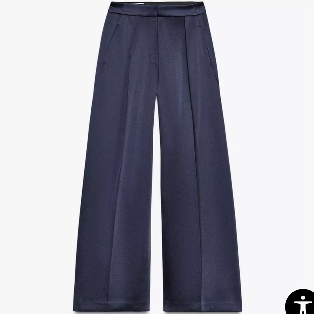 NWT Zara Satin Effect Wide Leg Pants - Picture 4 of 5